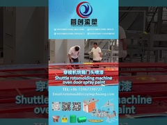 Shuttle rotomolding machine door spray painting machine production video