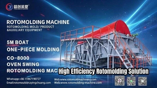 CO-8000 Oven Swing Rotational Molding Machine for a Custom 5 × 2.5 m Boat
